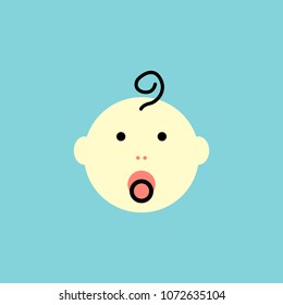 The boy s face is a simple child s drawing. Vector