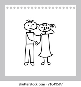Boy and sad girl  (cartoon doodle)