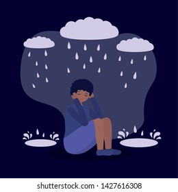 boy with sadness mental depressed vector illustration