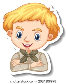 Boy in safari outfit cartoon character sticker illustration