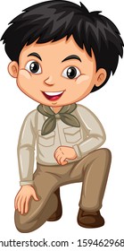 Boy in safari outfit on white background illustration