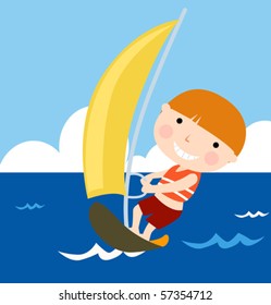 boy sailing in holiday