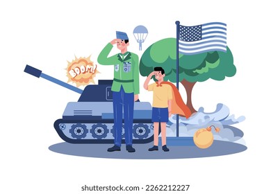 The Boy Salutes The Soldiers Who Died In The War