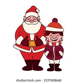 boy and santa claus in white background vector illustration design