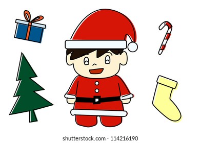 Boy in a Santa suit