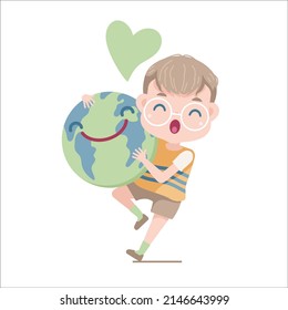 boy save the world cartoon happy smile kids