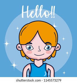 Boy saying hello cartoon