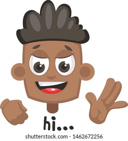 Boy Saying Hi, Illustration, Vector On White Background.