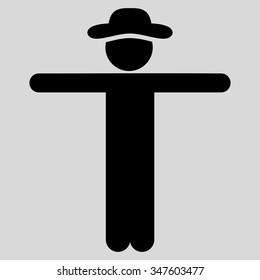 Boy Scarescrow vector icon. Style is flat symbol, black color, rounded angles, light gray background.