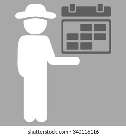 Boy Schedule vector icon. Style is bicolor flat symbol, dark gray and white colors, rounded angles, silver background.