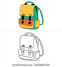 boy School Bag Backpack isolated on white background. flat style trendy modern vector illustration. Back to school

