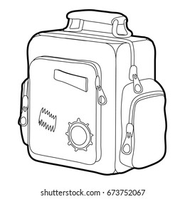 Boy school bag icon in outline style isolated on white background vector illustration