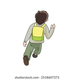 boy in a school bag walking to school  student  vector