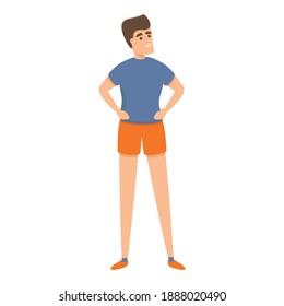Boy in school gym icon. Cartoon of boy in school gym vector icon for web design isolated on white background