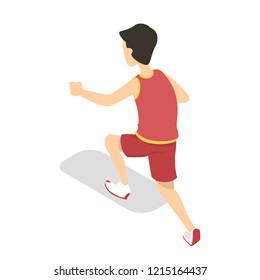 Boy in the school run on sport culture lesson. Runner in the uniform. Active and healthy lifestyle. Isolated vector isometric illustration