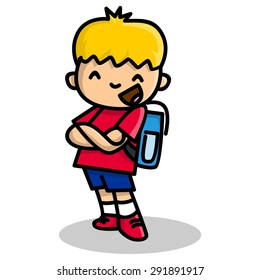 Boy in school uniform cartoon