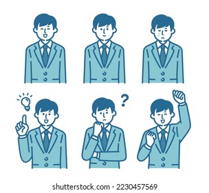 Boy in school uniform pose set