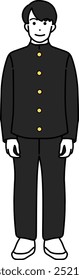 A boy in school uniform standing with a smile