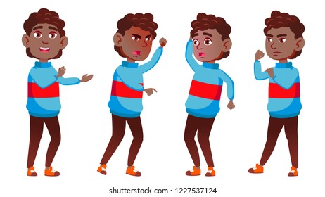 Boy Schoolboy Kid Poses Set Vector Stock Vector (Royalty Free ...