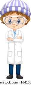 Boy in science clothes on white background illustration