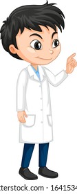 Boy in science gown on isolated background illustration