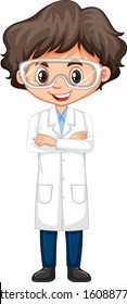 Boy in science gown on white background illustration
