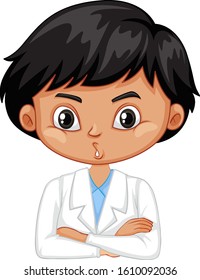 Boy in science gown on white background illustration
