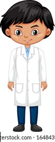 Boy in science gown on white background illustration