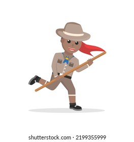 boy scout african run with flag design character on white background