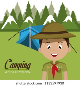 boy scout in the camping zone