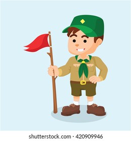 Boy scout holding flag