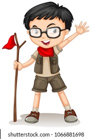 A Boy Scout on White Background illustration