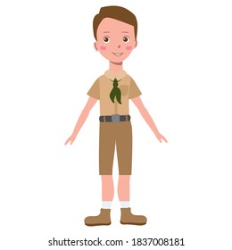 
boy scout on the white background
