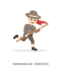 boy scout run with flag design character on white background