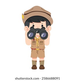 boy scout thai  holding binoculars