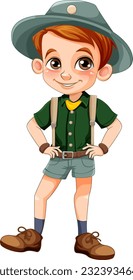 Boy scout in uniform cartoon character illustration