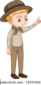 Boy in scout uniform on isolated background illustration