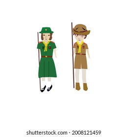 Boy Scouts and Girlfriends on a white background