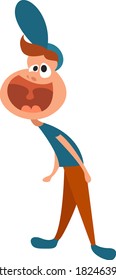 Boy screaming, illustration, vector on white background