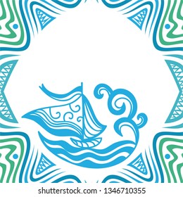 Boy and sea. Vector illustration