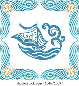 Boy and sea. Vector illustration