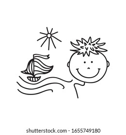 Boy and sea. Vector illustration
