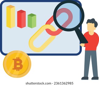 Der Junge sucht die Bitcoin an der URL-Verknüpfung.