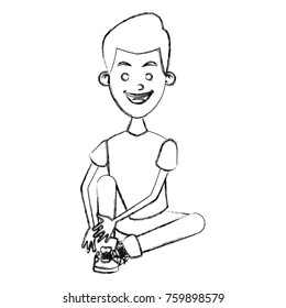 Boy seated cartoon