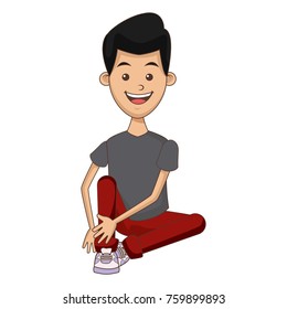 Boy seated cartoon