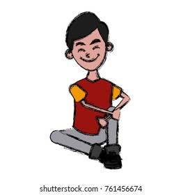 Boy seated cartoon