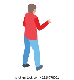 Icono de autodefensa del niño vector isométrico. Pelea un hombre. Ataque marcial