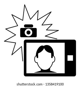 Boy selfie flash icon. Simple illustration of boy selfie flash vector icon for web design isolated on white background
