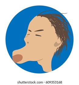 Boy send air kiss. Vector illustration.