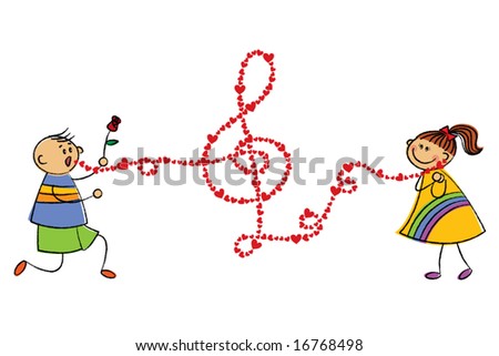 boy serenading to girl (vector) - illustration